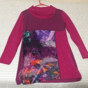 Vintage Magenta Cowl Neck Sweater Dress from England